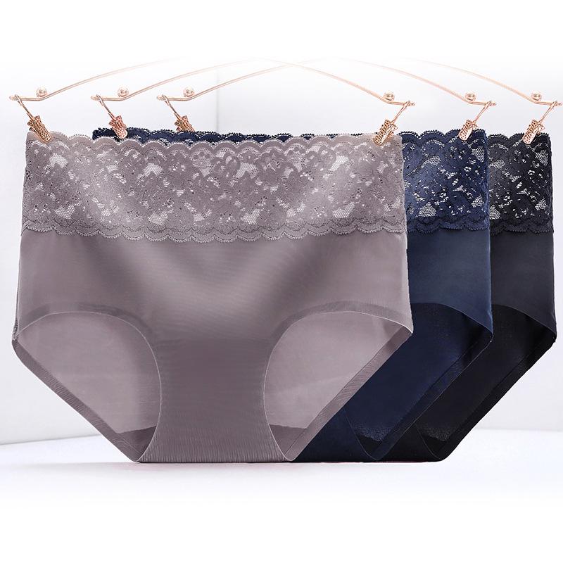 

Mid-High Waist Lace Seamless Cotton Panties with Antibacterial Crotch and Hollow Out Design XL (100~120 jin)