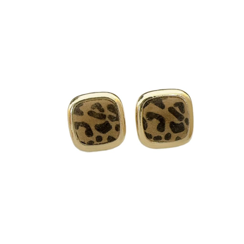 Chic Square Leopard Print Stud Earrings - Elegant, Lightweight, Versatile and Stylish for Women.