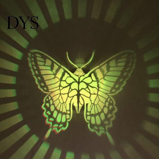Wireless Wall Mounted Fixtures Solar Lights, Color Changing Outdoor Decorative Butterfly Projection Lamp, Powered Lights Waterproof Metal Fence Light
