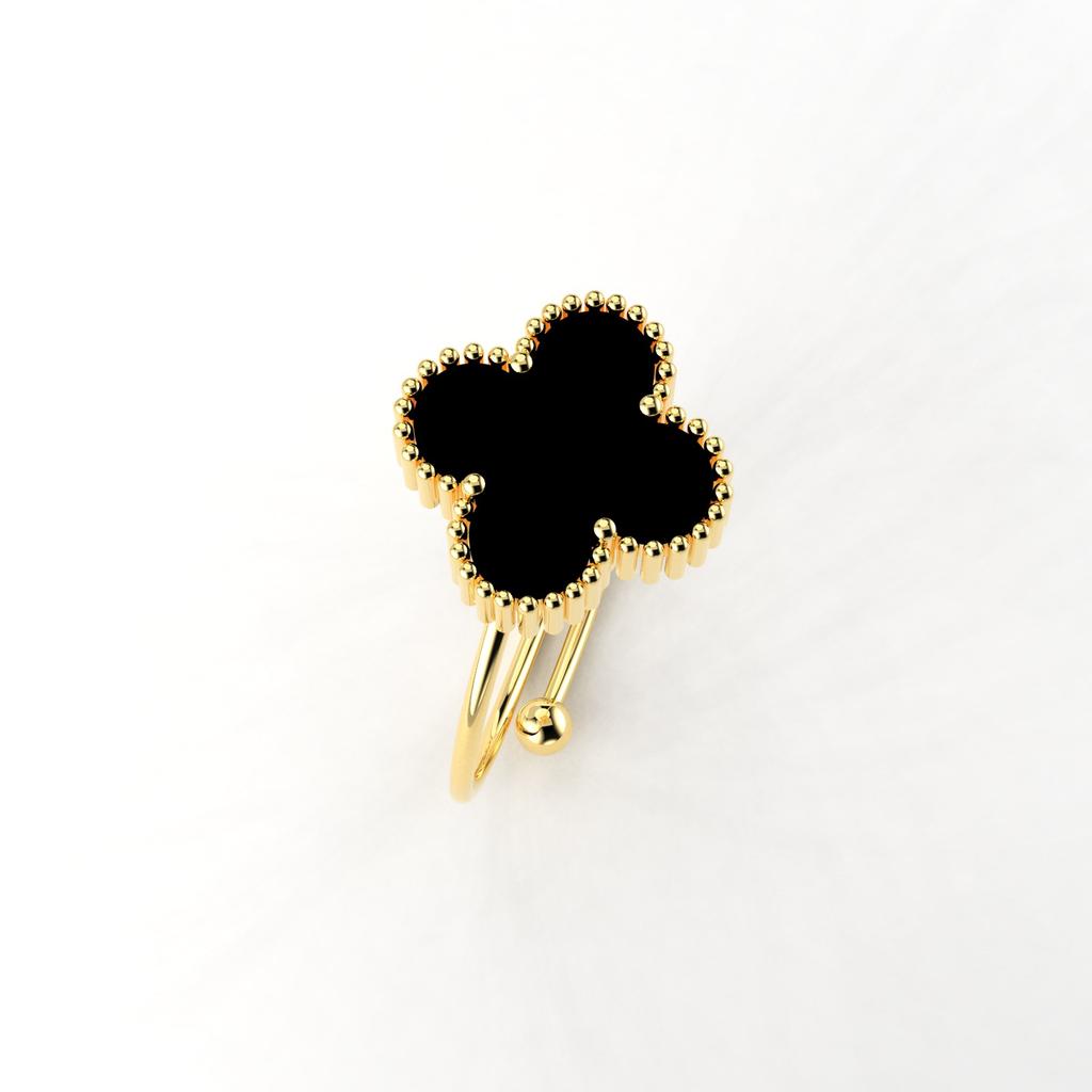 Petal Four-leaf Clover Titanium Steel Mother-of-pearl Ring Female Adjustable Finger Ring Niche Small Fresh Small Design Index Finger Ring