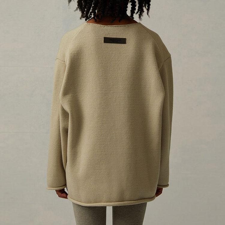 Fear Of God Essentials Big E Sweater Wheat Solid Color Letter Crew Neck Kids Sweater FOG-SS22-161