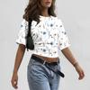 Women Round Neck Pullover Short Sleeve T Shirt Floral Print Loose Fit Casual Top for Everyday Wear