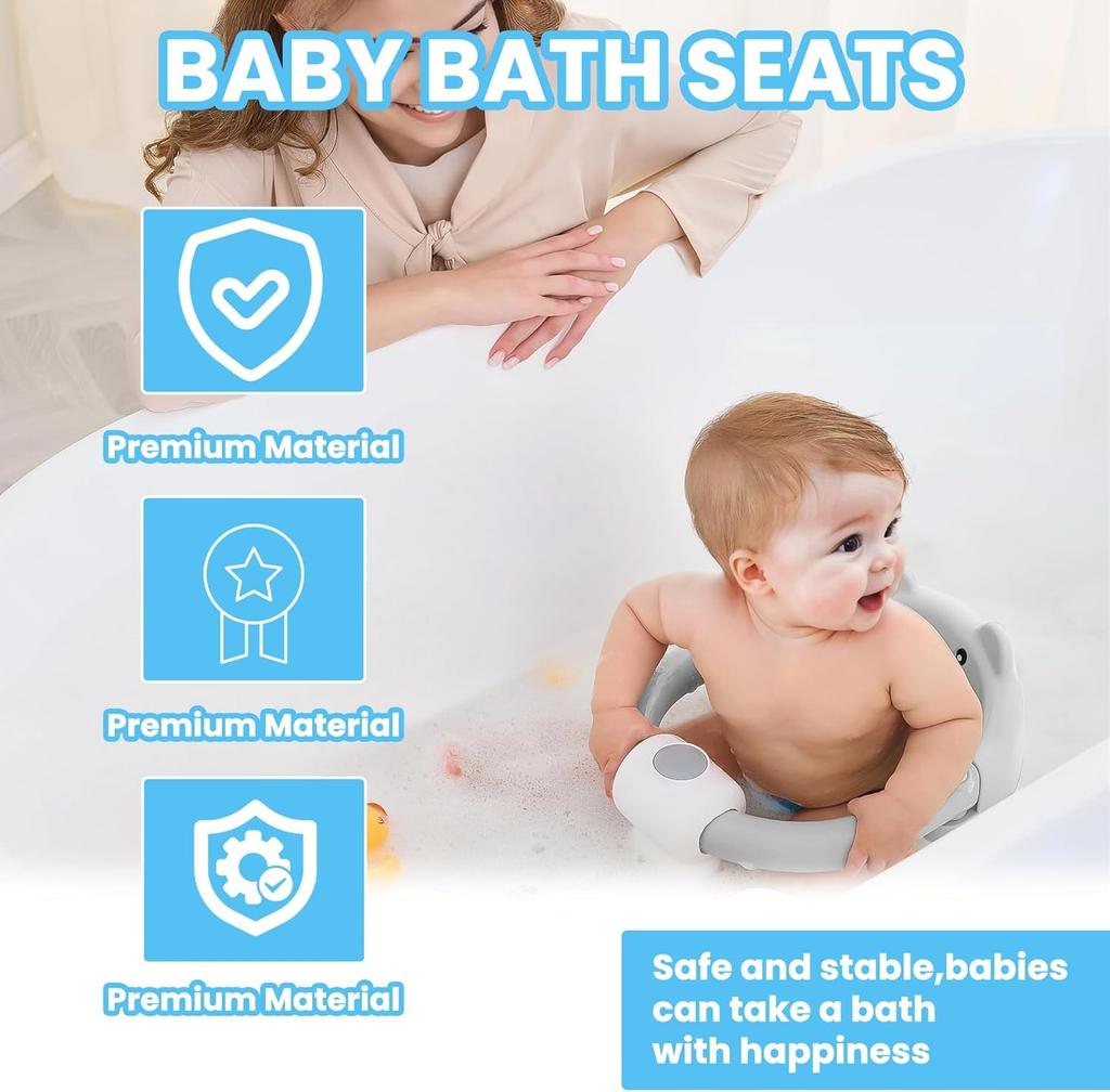 Baby Bath Seat For Babies 6 Months Plus.cute Bear Non-slip Baby Bath Chair Safe Infant & Born Bathtub Chair