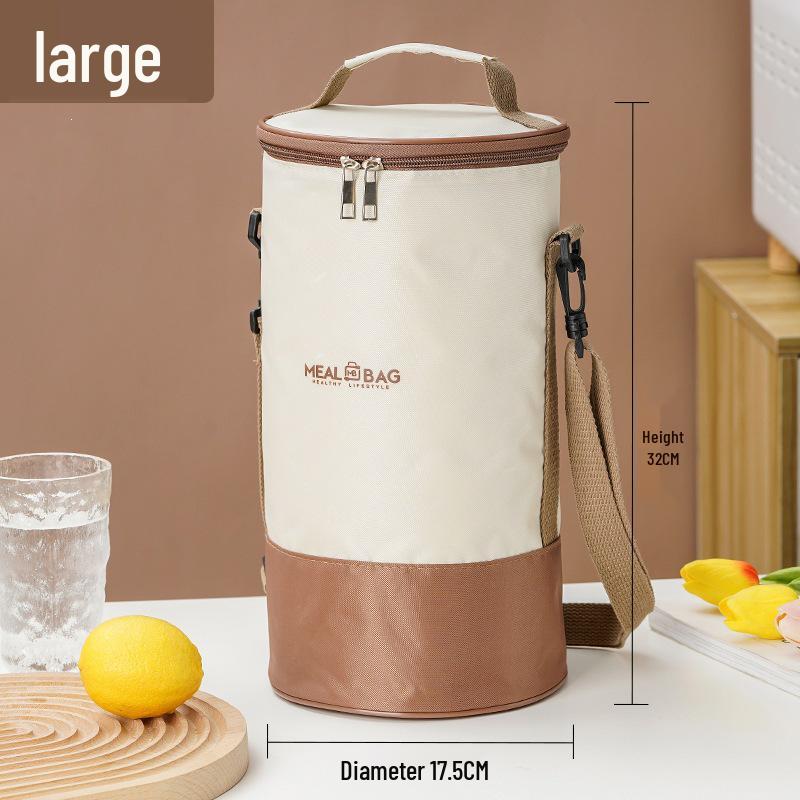 Insulated Round Lunch Bag for Office Workers - Waterproof & Thick Aluminum Foil