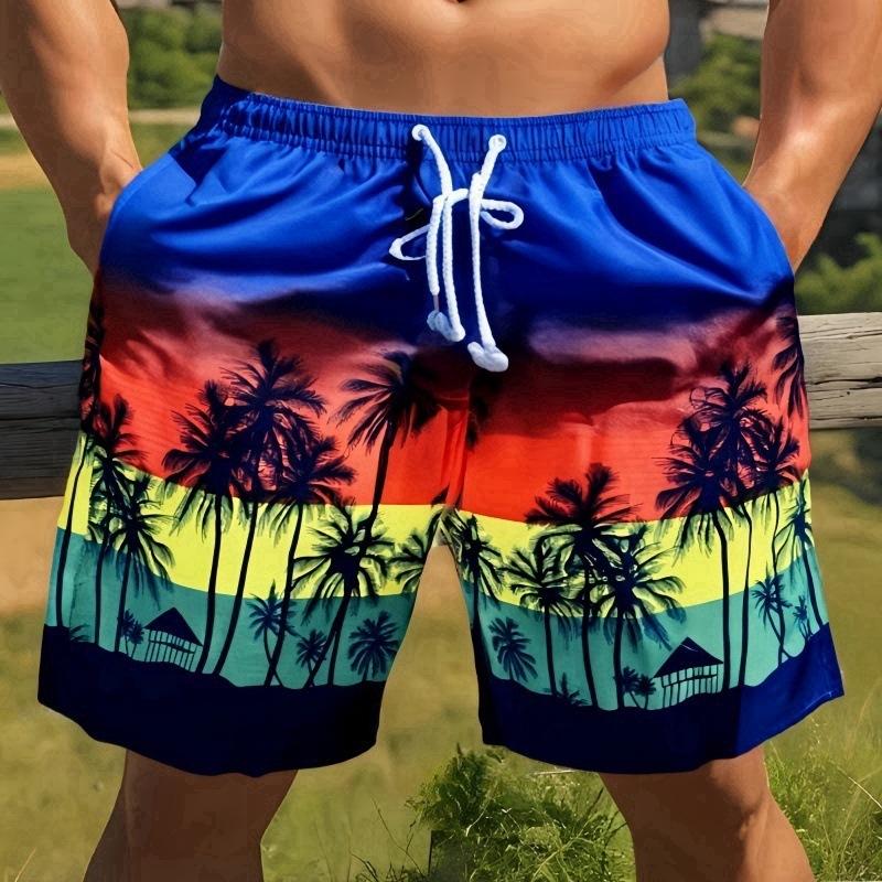 Fashionable Comfortable Plus Size Drawstring Loose 3D Shorts Men Creative Colorful Summer Leisure Holiday Cool Daily Versatile Shorts