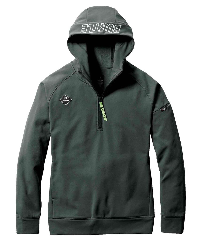 BURTLE Half Zip Hoodie for Mils Green 4079 14 M (unisex) Fall/winter