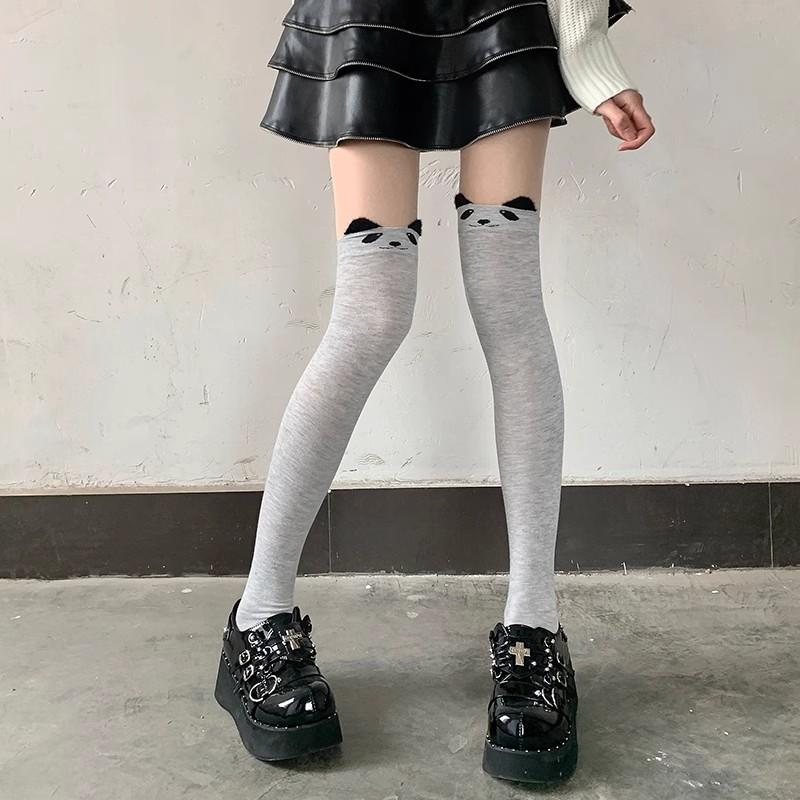 Night Teaching Room Gray Knee Socks Children'S Summer Thin Two-Dimensional Japanese Subculture Cute Cat Stockings