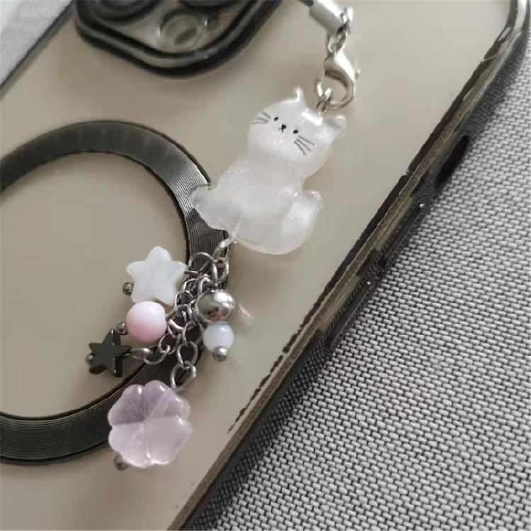 Charm Cats Keychain Featuring Beaded Accent For Good Fortune And Easy Carry