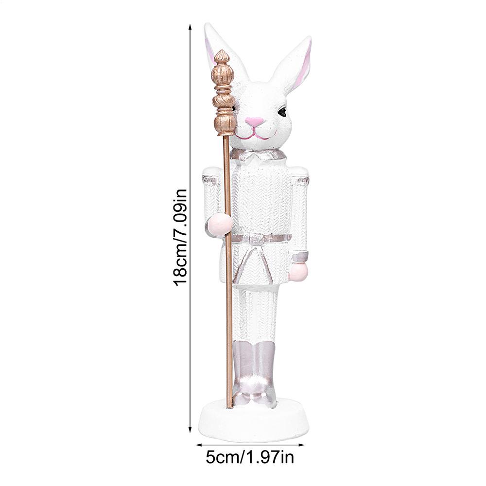 Osterhasen-Figur Schreibtisch-Osterhase Statue Mit Zepter Harz Hase Tier Skulptur Frühling Kreative Tischdekorationen