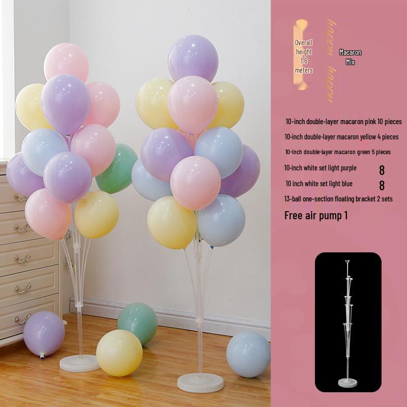 Anniversary & Birthday Balloon Column Decorations: Event Scene Layout with Floor and Background Balloons