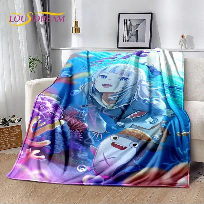 Gawr Gura Hololive Cute Anime Soft Plush Blanket,Flannel Blanket Throw Blanket for Living Room Bedroom Bed Sofa Picnic Cover Kid