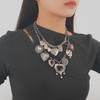 2024 Multi-Layer Metal Retro Love Pendant Necklace - Bohemian Style for Women