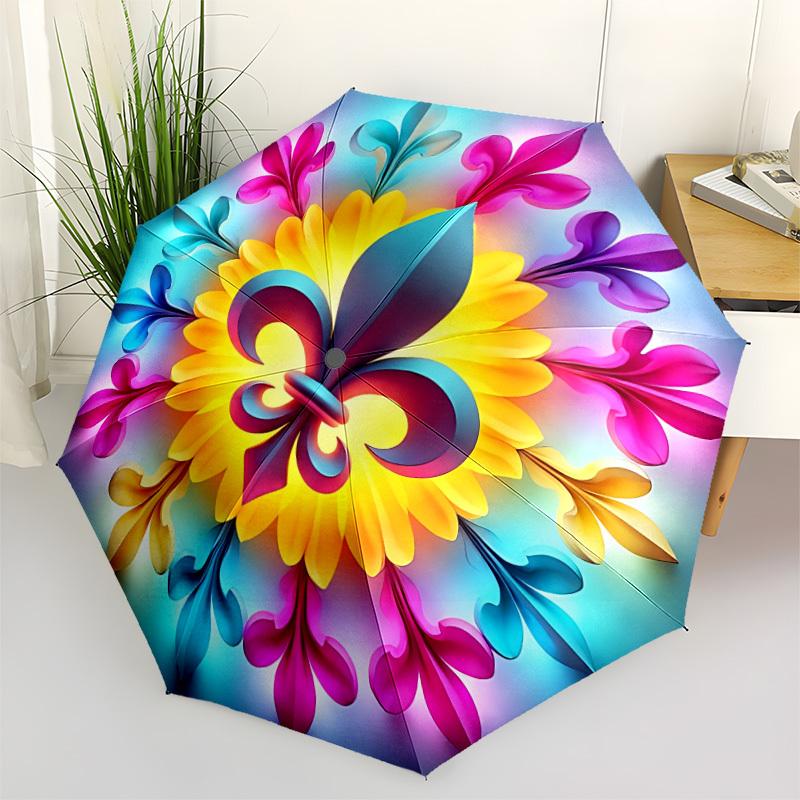 

1pc Floral Mandala Umbrella Portable Folding Umbrella Durable Iron Frame, Suitable for All Seasons Home Travel Outdoor yy260319040