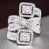 Huitan High-quality Bright CZ Finger Ring Female Anniversary Party Accessories Gorgeous Wedding Band Luxury Lady Fashion Jewelry