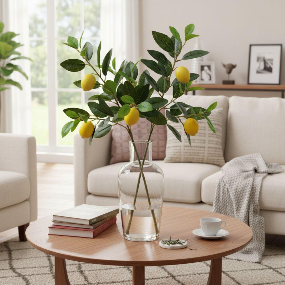 Green Leaves Artificial Lemon Branch Lifelike Handmade Artificial Orange Fruits Realistic Plastic Fruit Fake Fruit Props Hotel