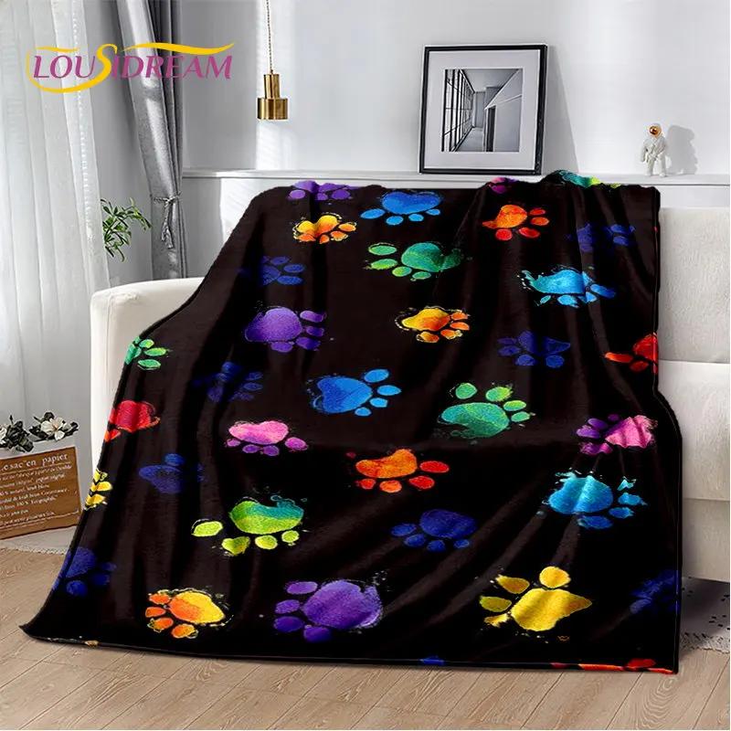 Pets Footprint Sole Series 3D Soft Plush Blanket, cobertor de flanela para sala de estar, quarto, cama, sofá, piquenique, capa para crianças