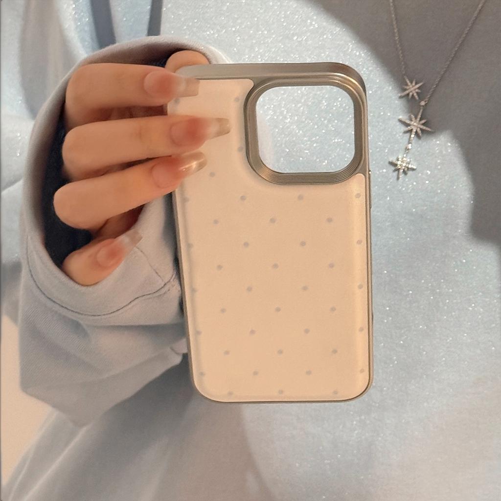 Korean Simple Polka Dots Apple 16 Mobile Phone Case 14promax Leather 15 Suitable for IPhone 13 Personality 11 Couples
