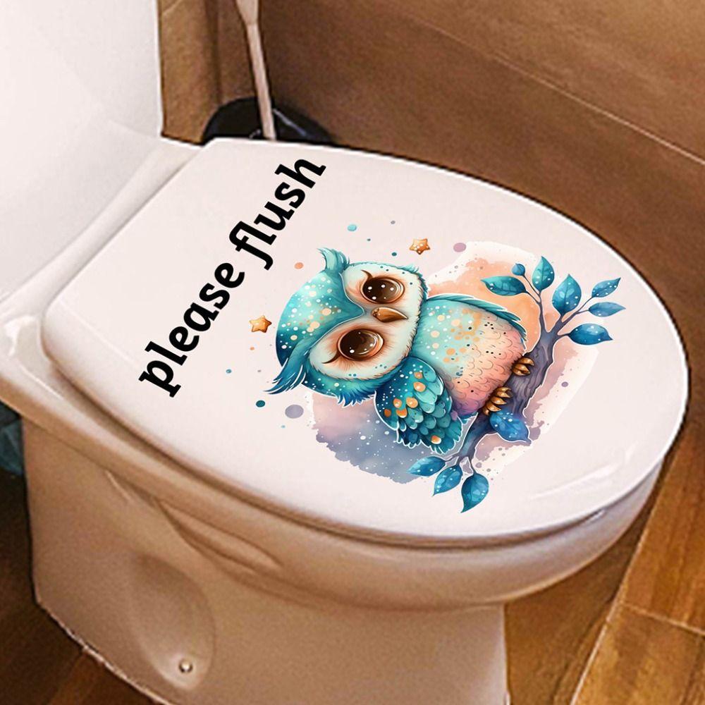 PVC Toilet Sign Sticker Please Flush Bathroom Decals Sea Animal Toilet Sticker  Bathroom