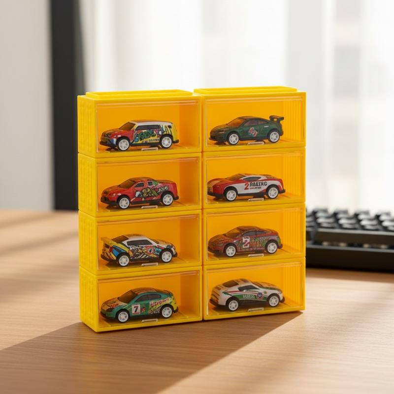 Acrylic 8 Grid Car Model Display Box Dustproof Storage Organizer Cabinet for Kids Toy Collection Desk