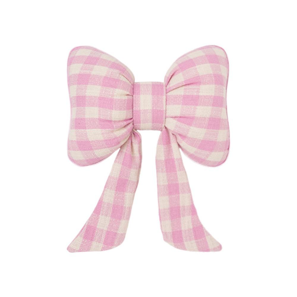 Grid Pattern Bowknot Pillows Plaid Interior Car Seat Cushion Bow Shape Pillow  Adults Use