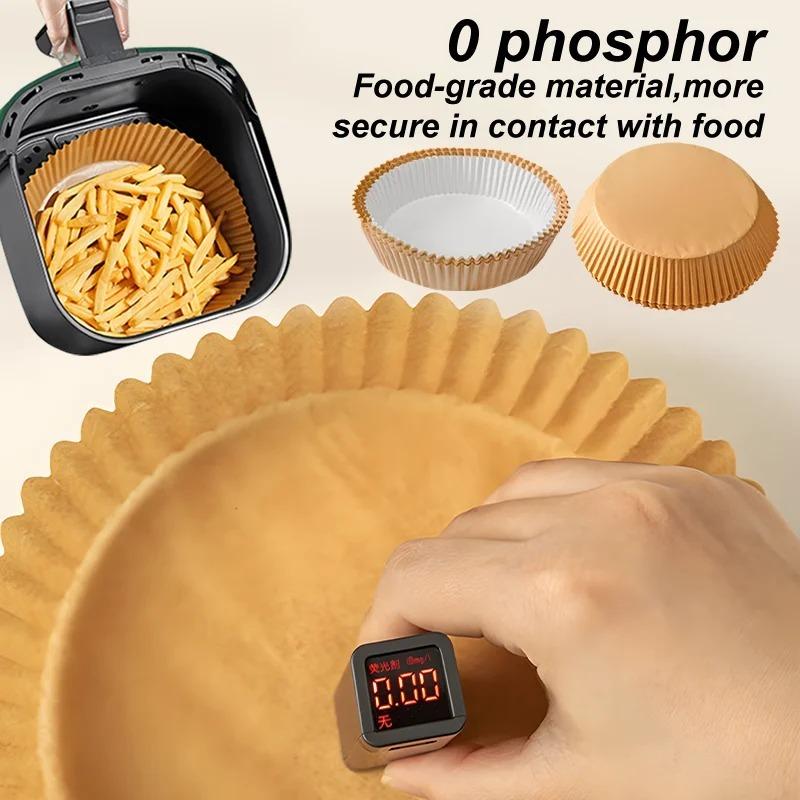 300PCS Home Kitchen Air Fryer Baking Paper, Barbecue Tray, Circular Oven Mat,disposable Oil Proof Paper Coating