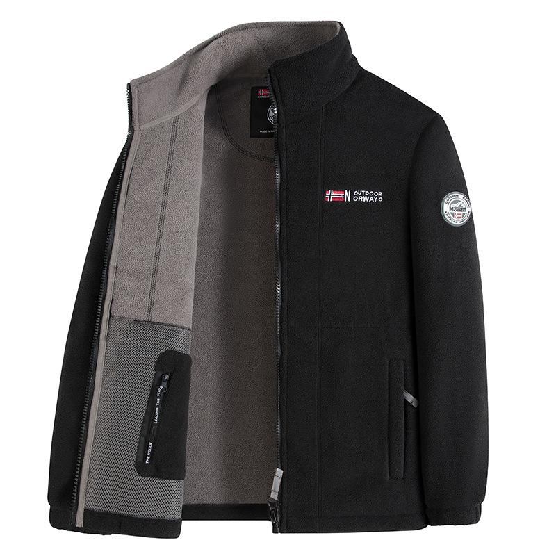 High-Quality Thickened Norwegian Stand Collar Embroidered Fleece Cotton Winter Jacket