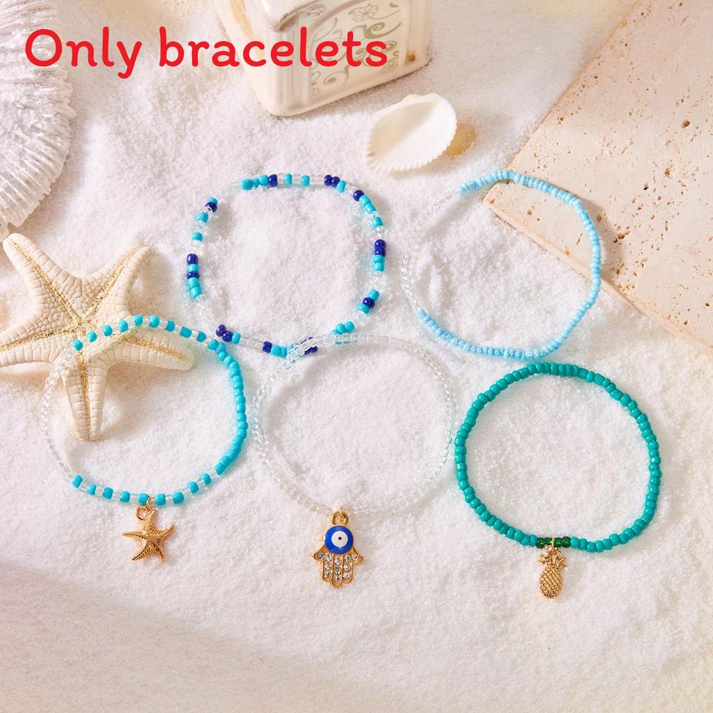 

Богемный многослойный набор бижутерии из ракушек и морских звезд с элементами музыкальных нот для летней пляжной одежды для женщин Set1