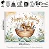 2D Neutral Safari Animals Ark Backdrop for Kids Birthday & Baby Shower