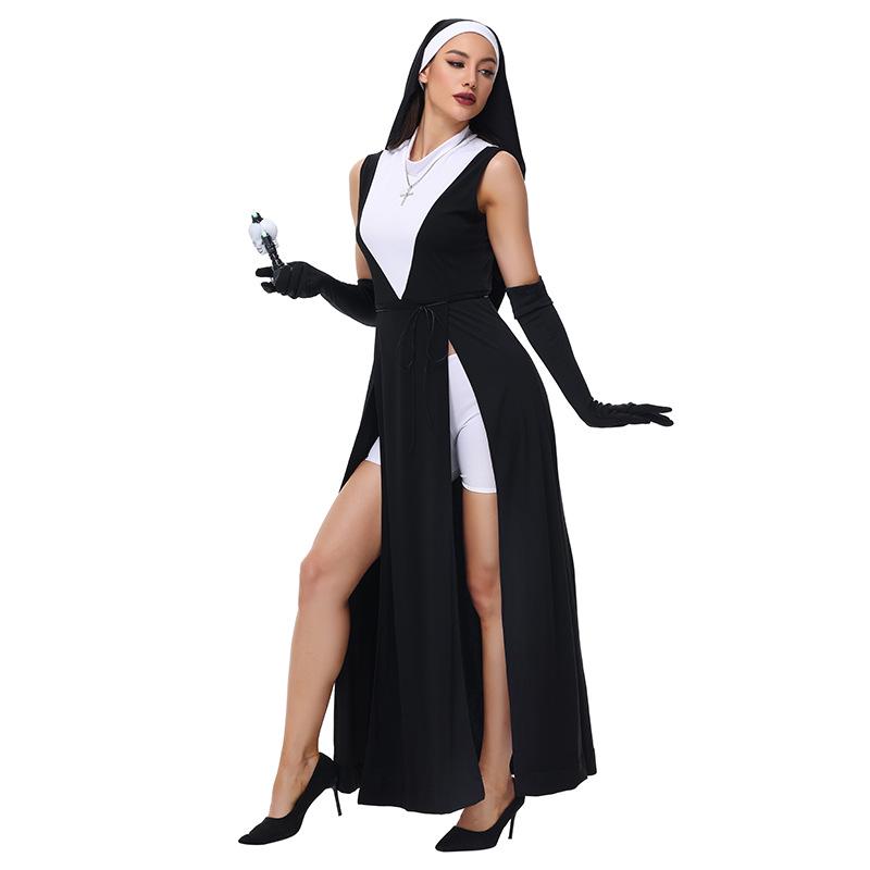 Sexy Nun Halloween Costume - European & American Style Virgin Mary Dress for Adults