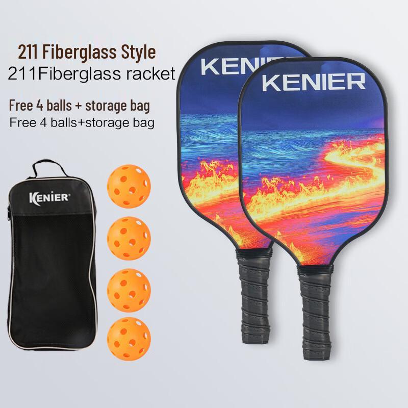 

Junshi Fiberglass Pickleball Set - 2 Paddles, 4 Balls & Bag