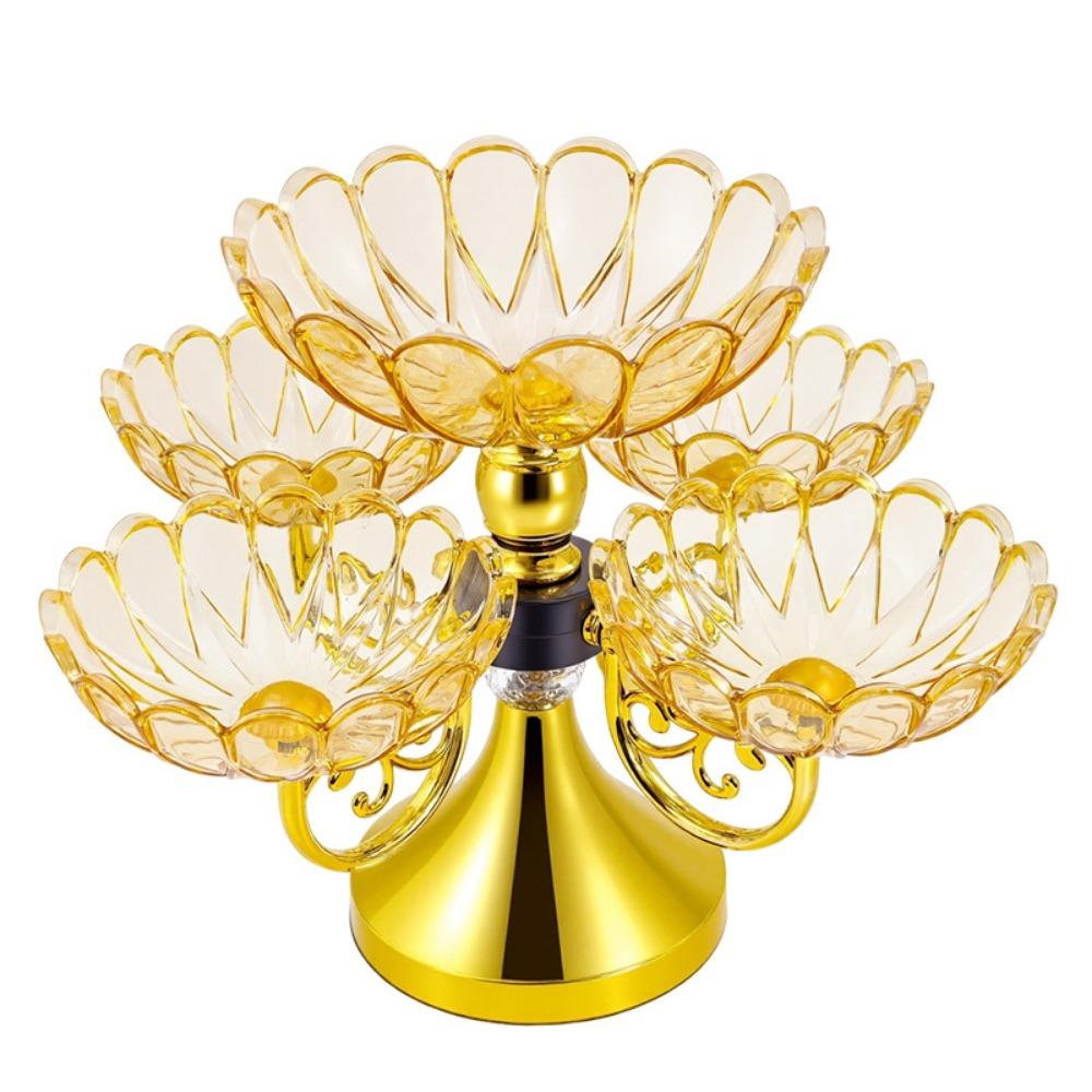 Elegant Rotating Snack Serving Tray Flower Shaped Fruit Plate Stand Home Decor