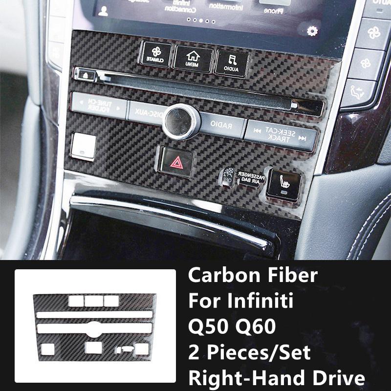 Carbon Fiber Car Interior Modification Cover Trim Strips Decorative Stickers For Infiniti Q50 Q60 Car Styling Inner