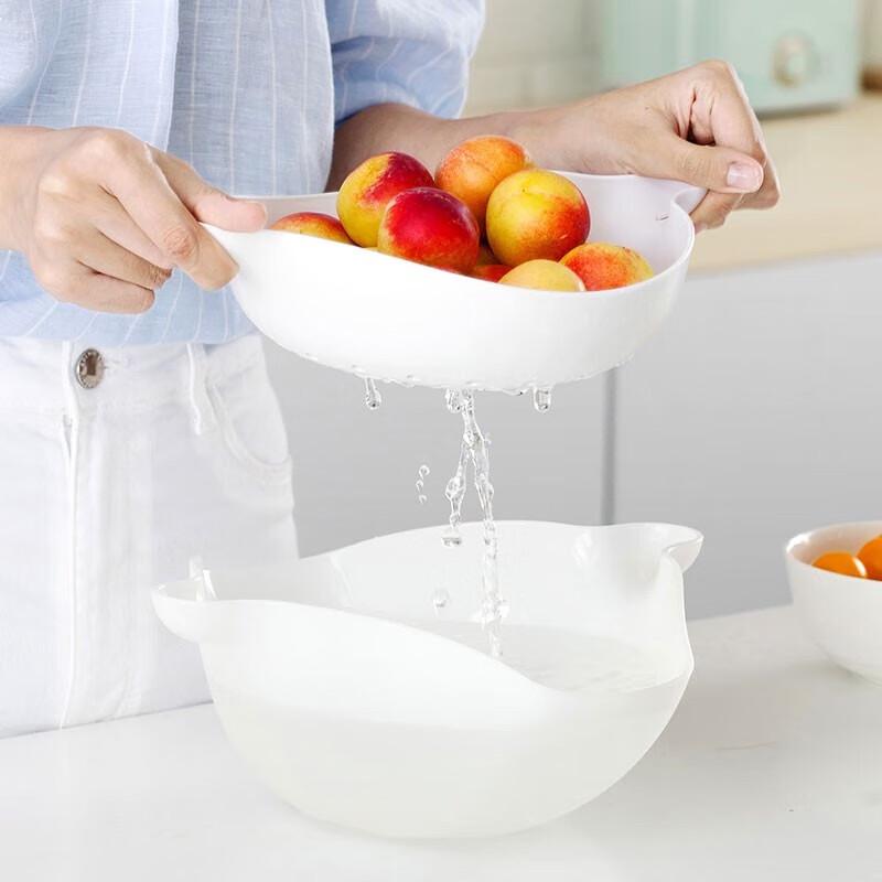 Camellia Double-Layer Plastic Drain Basket