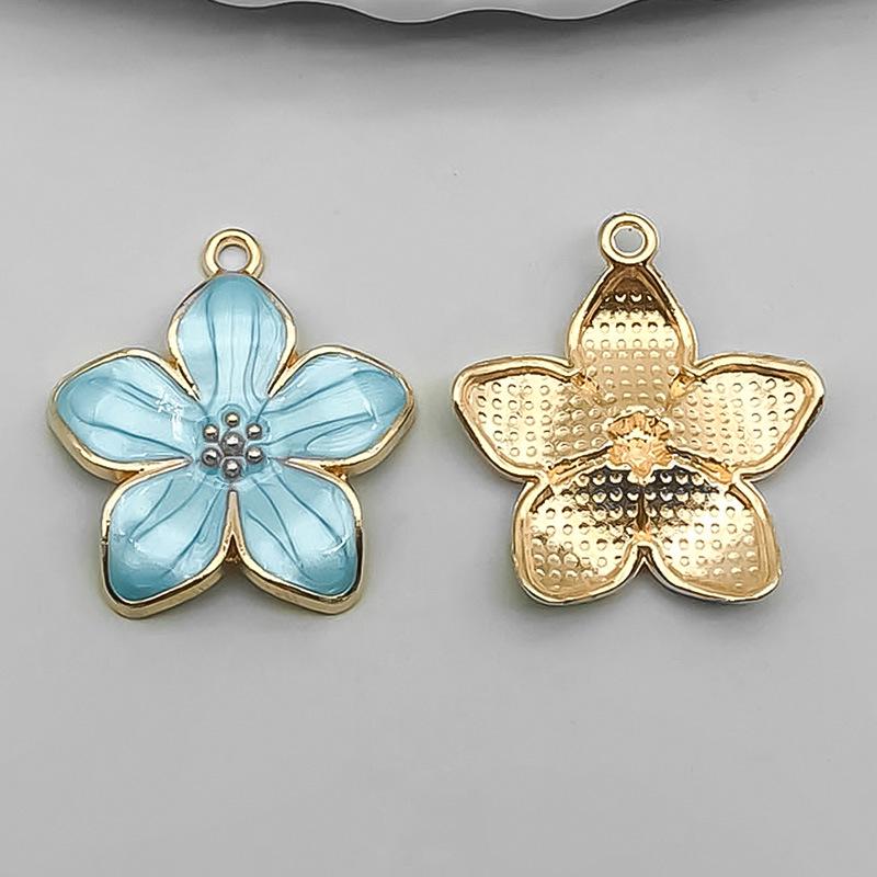 Colorful Pearlescent Cherry Blossom Alloy Keychain, Earrings, Necklace, Bracelet, Pendant Set