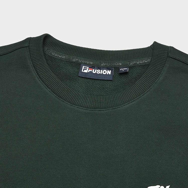 FILA Fusion Letter Round Neck Casual Knitted Pullover Sweatshirt Men sweatshirt Yougu-Green T11M412204F-DG