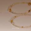 Small round natural citrine, strawberry quartz, amethyst, and aquamarine crystal bracelet for women, slim style