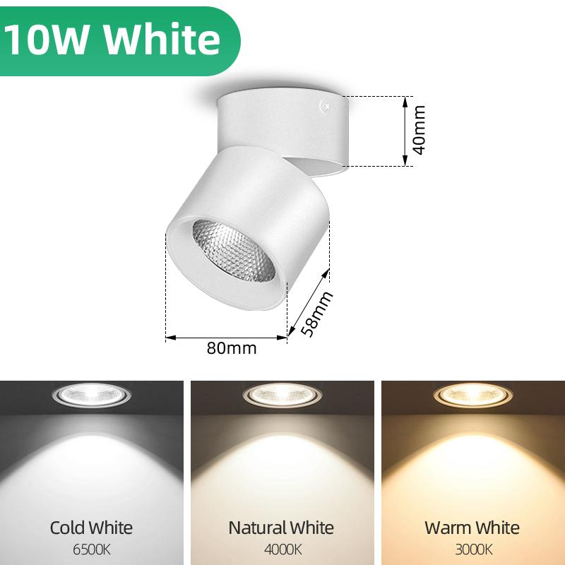 

Точечный светодиодный светильник 220 В, 3 цвета, светодиодные прожекторы с регулируемой яркостью, потолочный светильник, потолочный светильник для поверхностного монтажа для магазина, дома, спальни, ванной комнаты Neutral white