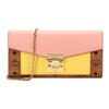 Patricia Visetos Monogram Color Block Leather Shoulder Crossbody Bag Chain Bag Regular Women Bags Pink Yellow Brown MYLBSPA01O8001