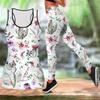 Suya Flower Print Yoga Outfit for Women Fashion Workout Leggings Fitness Sports Casual Yoga Set Sports Suit