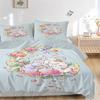 3pcs Beautiful Bunny and Flowers Quilt Cover Set - Soft & Comfortable Polyester Fabric, All-Season Breathable Comforter Set For 1 Quilt Cover & 2