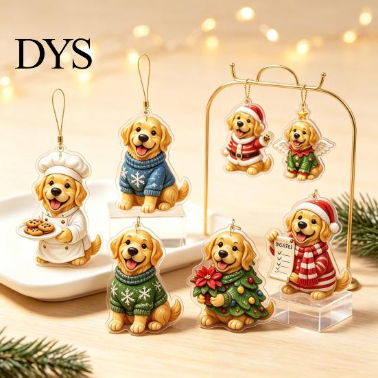 Cute Animal Collection 24 Days Christmas Advent Calendar with 2D Acrylic Dog/Cat/Cow/Duck/Flamingo Tree Hanging Decor Ornaments, Decorations