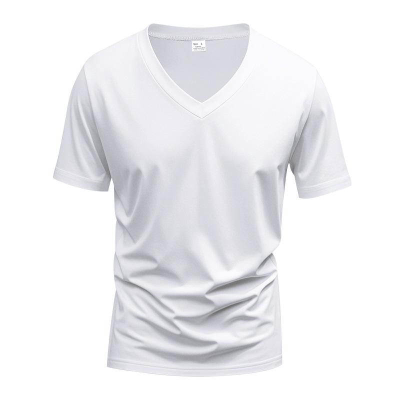 Men American Style V Neck Quick Dry Breathable Casual Sports Short Sleeve T Shirt Men S белый