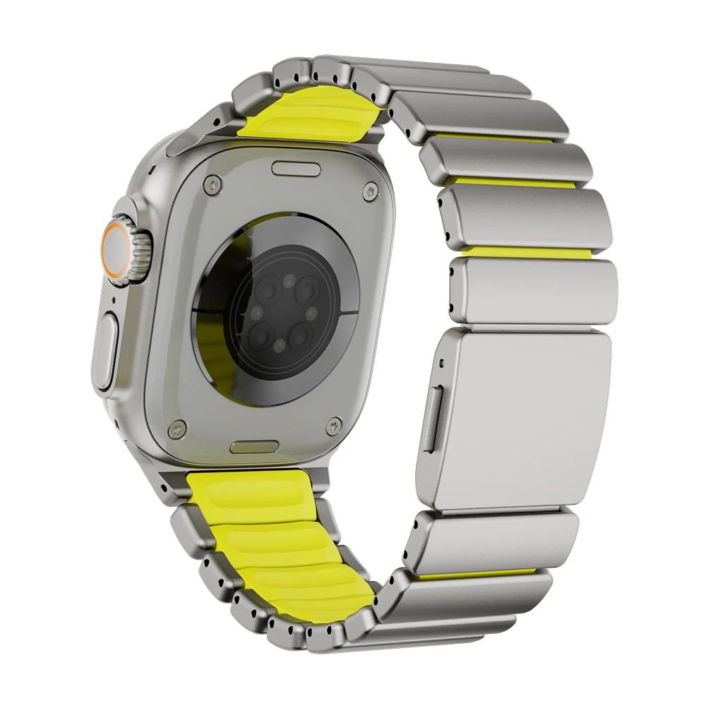 Titanium Band for Apple Watch Ultra 3 49mm Series 11 10 46mm 45 44mm Rubber Watchband Luxury Magnetic Strap for Iwatch 9 8 6 SE