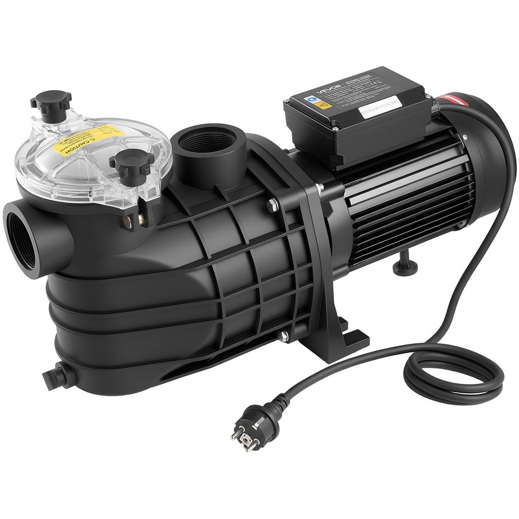 Zwembadpomp, 3000W, 35.000 L/U Maximaal Debiet Eén Snelheid Zwembadpomp, AC 220-240V, 2860 RPM, 19 m Maximale Opvoerhoogte, met 24-Uurs Timer & Filtermand, voor