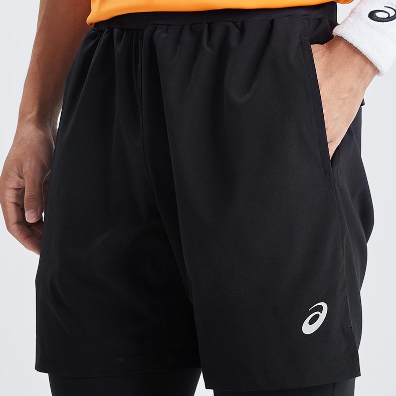 Asics Solid Color Elastic Casual Breathable Reflective Night Running Sports Shorts Men shorts Black 2011C677-001