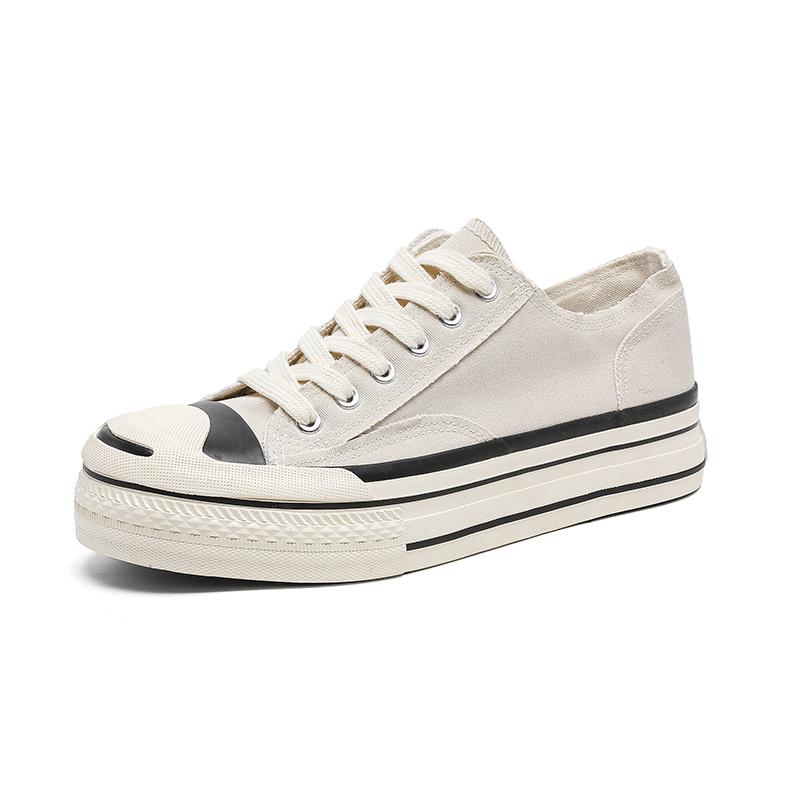 

HKDQ Classic White Canvas Shoes Unisex Platform Vulcanization Sneakers Men Women Breathable Casual Sneakers Men s Sports- Shoes* 44