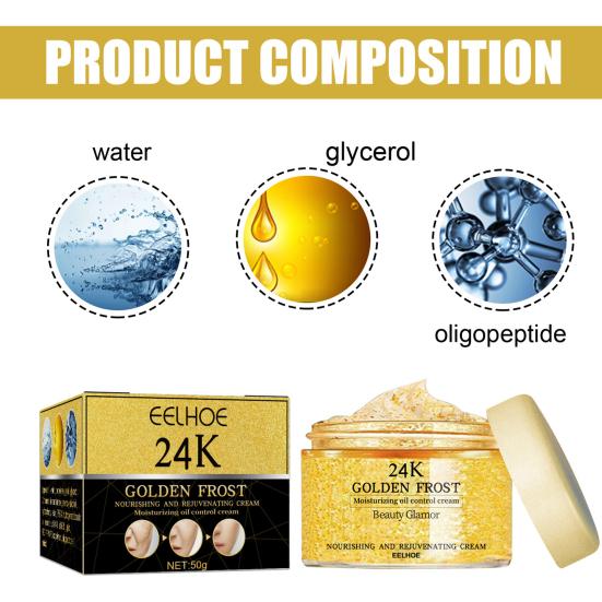 50g/Box Face Cream Non-Irritating Fast Absorption No Alcohol Effective Multifunctional Moisturizing Gentle 24K Golden Frost Oil Control Cream for Girl