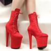 8"Heel 4"Platform Extreme High Heel Pole Dance Flannel Material Ankle Boots
