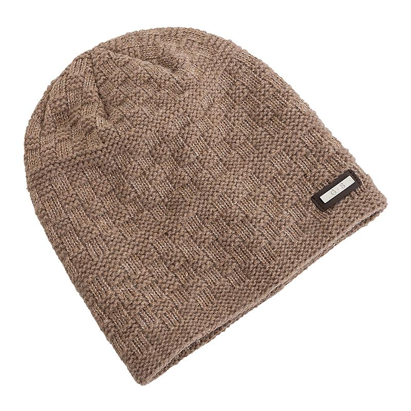 New Unisex Fashion G.S Metal Mark Hats Plush Fur Lined Hats For Men Women Warm Beanie Cap Casual Label Decor Winter Knitted Hats