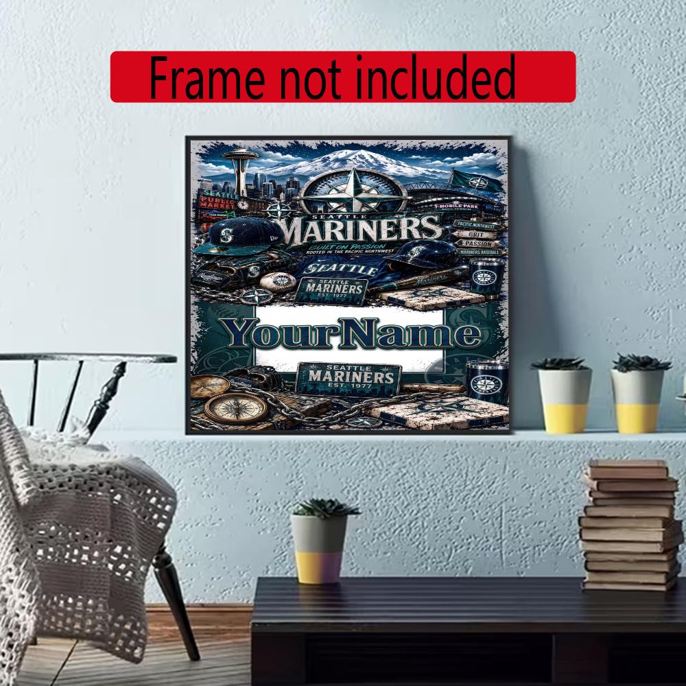 Seattle Seahawks Customize Your Name Diamond Painting Round Diamond Diy Frameless Holiday Artwork Suitable For Home Office Wall Decoration